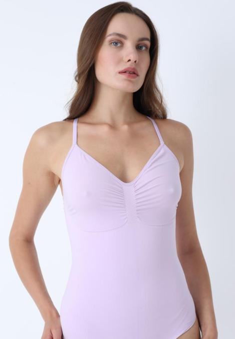 Body Modelator Tanga cu Bretele Subțiri Reglabile,Culoare Lila,Engros